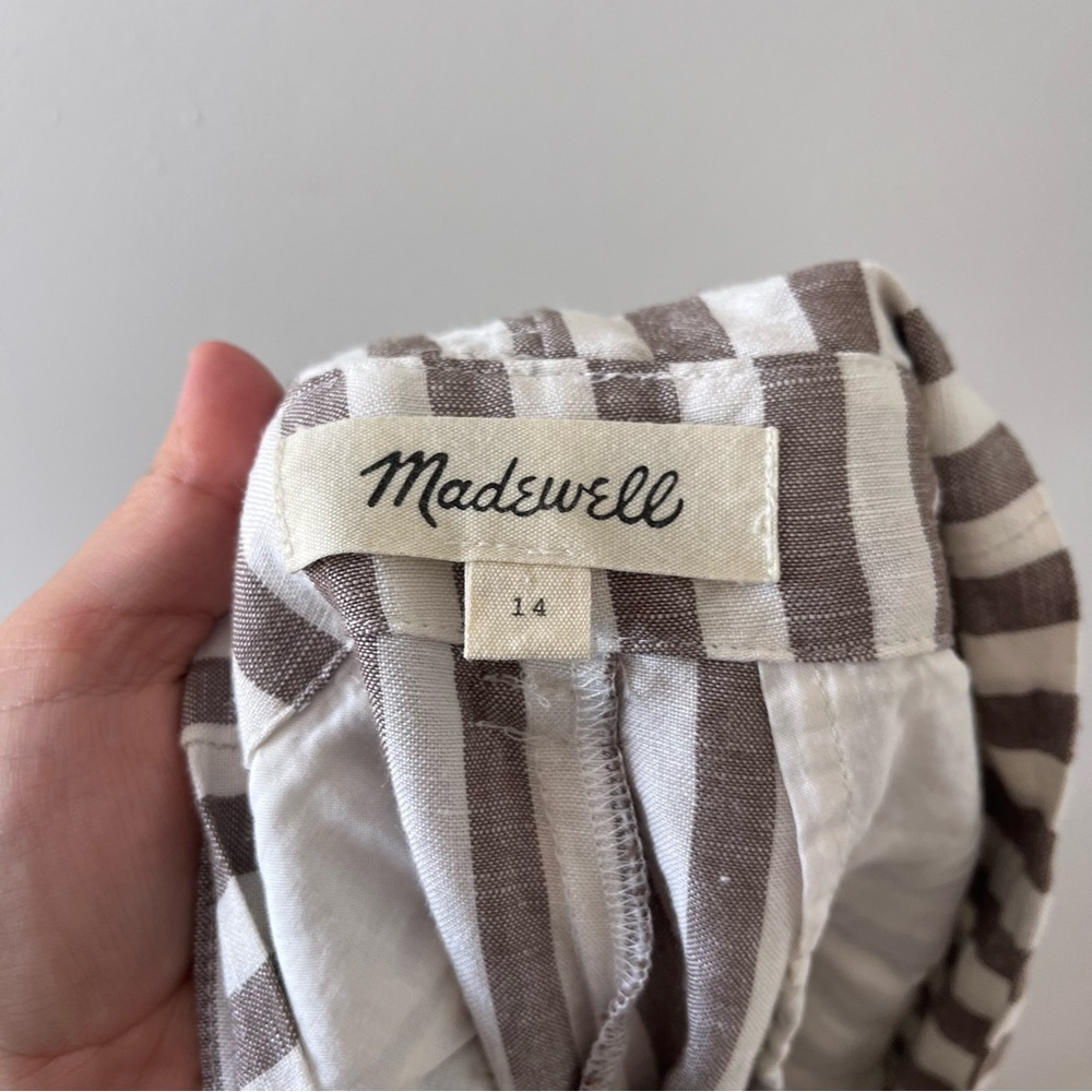 Madewell White and Brown Striped Wide Leg Paperbag Pants - Picture 8 of 9